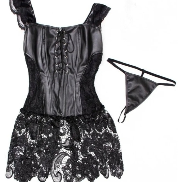 Womens Bustier Corset - Sexy Lingerie With G-String Set Size Small - Picture 5 of 11